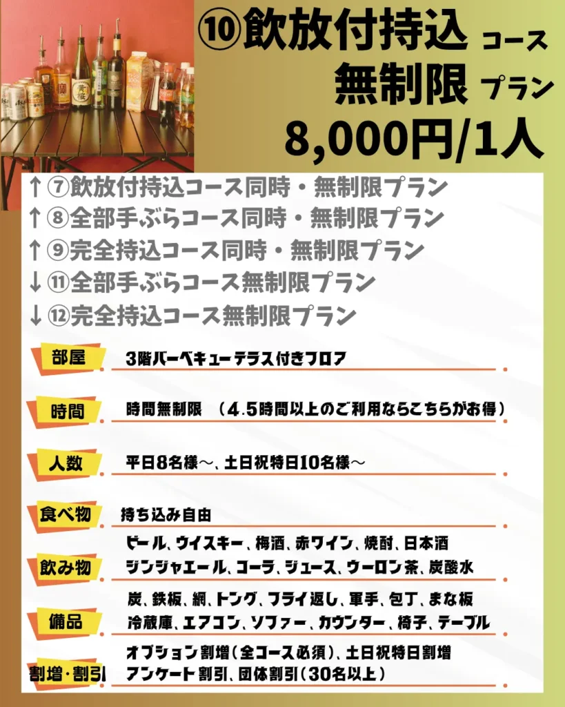 10-飲放付持込無制限
