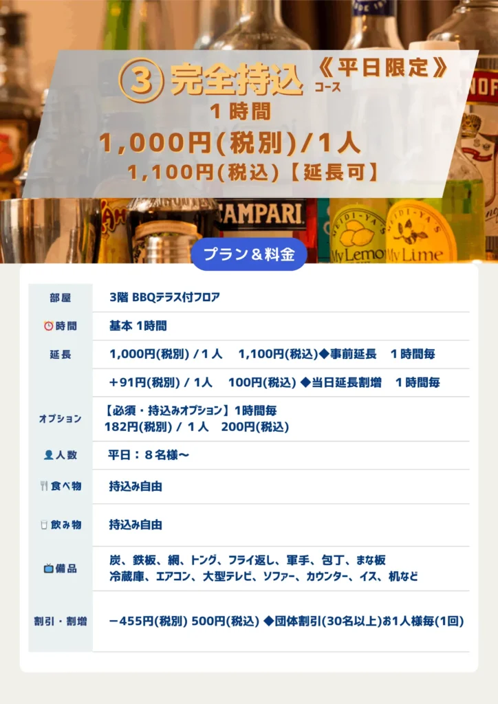 3完全持込コース