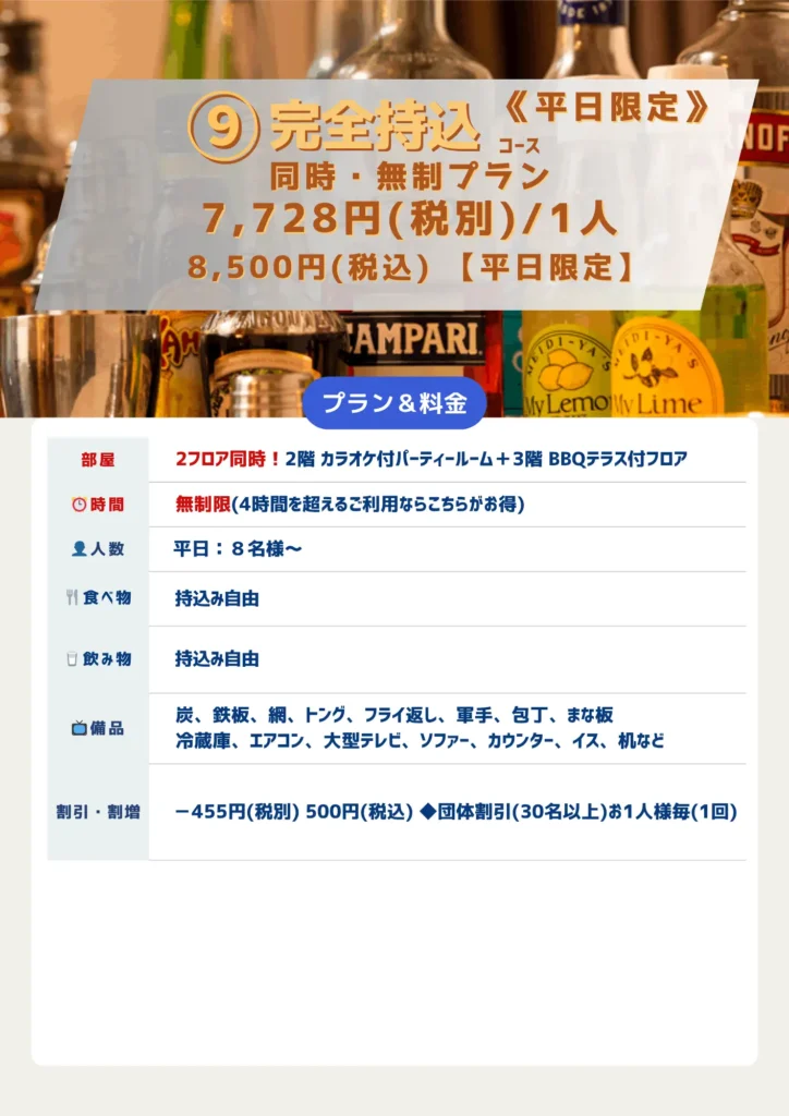 9完全持込-2フロア同時時間無制限プラン